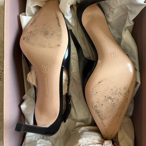 Gianvito Rossi Black Heels Square-Toe Slingback - Picture 4 of 4